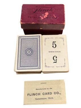 Antique Flinch Parlor Card Game 1913 Complete Set Original Box & Instructions